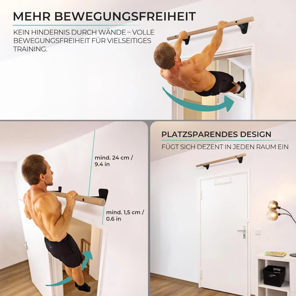Holz Klimmzugstange zur Wandmontage über Türrahmen - Image 2