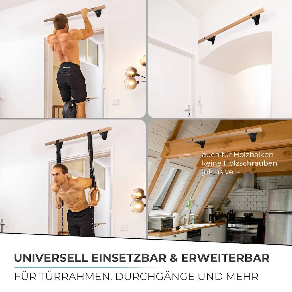 Holz Klimmzugstange zur Wandmontage über Türrahmen - Image 4