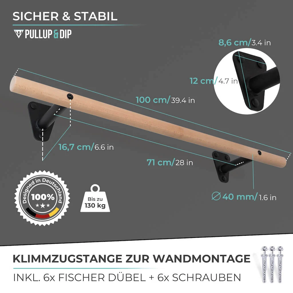 Holz Klimmzugstange zur Wandmontage über Türrahmen - Image 5